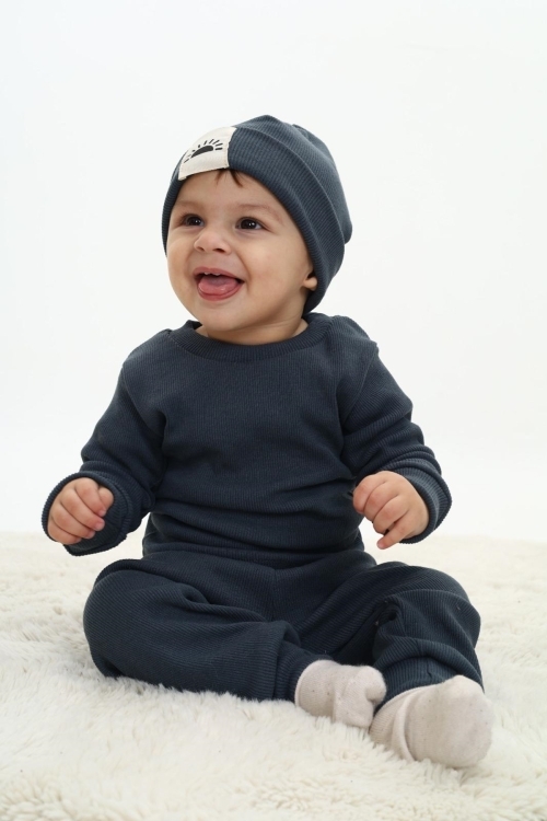 Erkek Bebek 3lü Takım (Şapka+Alt+Üst) 12128