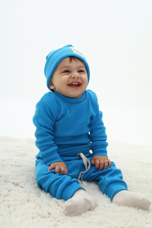 Erkek Bebek 3lü Takım (Şapka+Alt+Üst) 12128