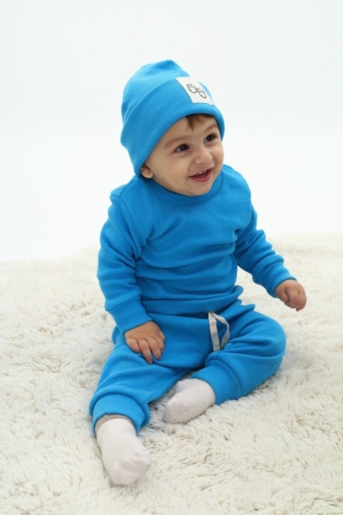 Erkek Bebek 3lü Takım (Şapka+Alt+Üst) 12128