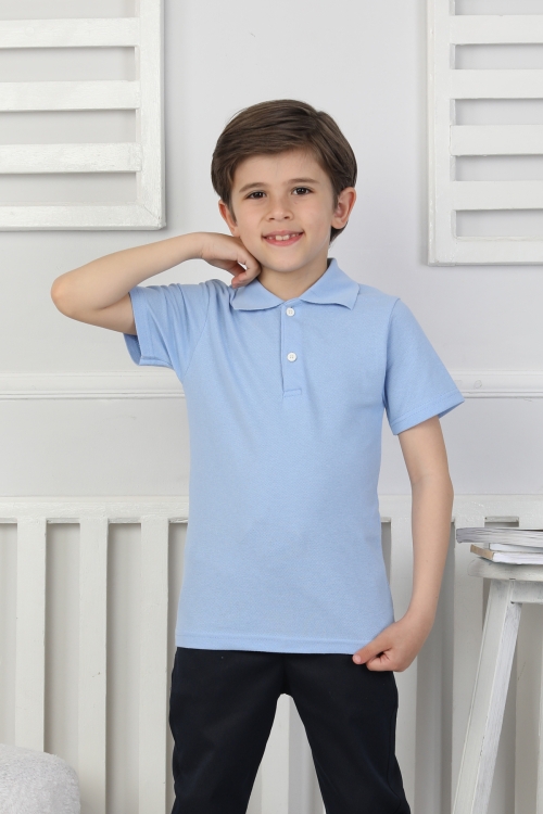 Erkek Çocuk %100 Pamuk Okul Tarz T-Shirt 5-13 Yaş 12273