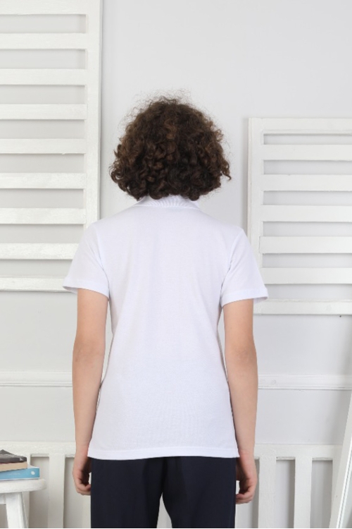 Erkek Çocuk %100 Pamuk Okul Tarz T-Shirt 5-13 Yaş  12272
