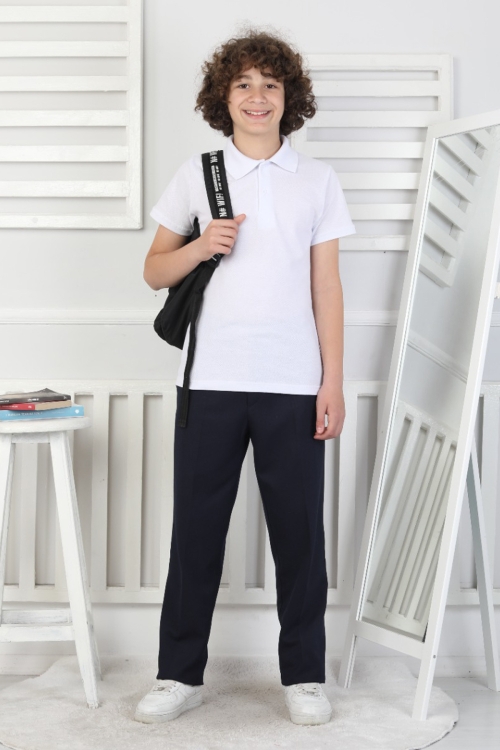 Erkek Çocuk %100 Pamuk Okul Tarz T-Shirt 5-13 Yaş  12272