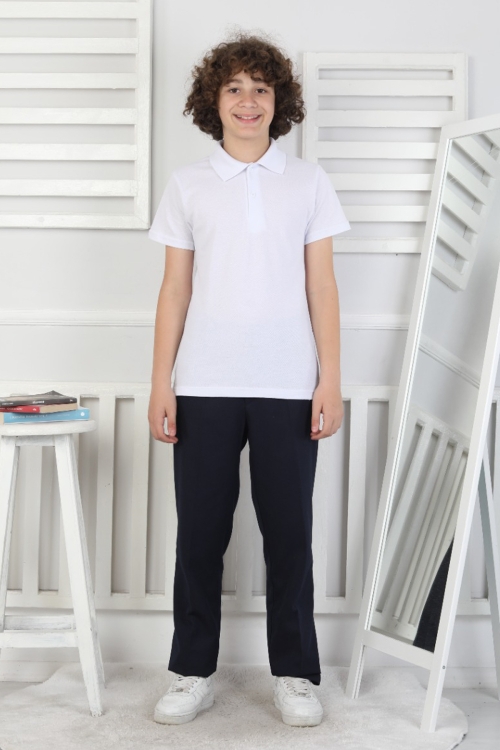 Erkek Çocuk %100 Pamuk Okul Tarz T-Shirt 5-13 Yaş  12272