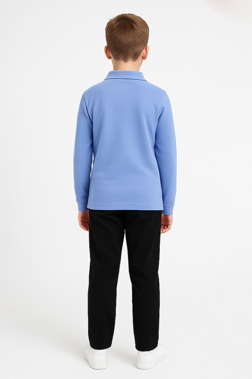 Erkek Çocuk %100 Pamuk Okul Tarz Uzun Kol T-Shirt 5-17 Yaş 12274