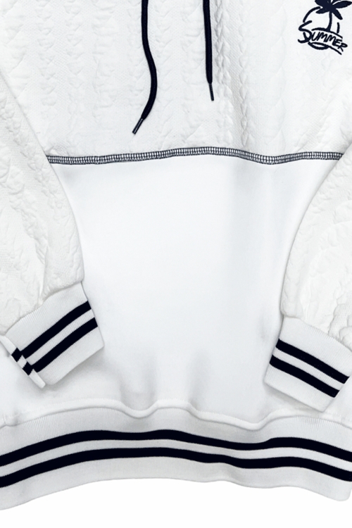 Erkek Çocuk 3 İplik Garni Örme Desenli Kapüşonlu Sweatshirt 12334