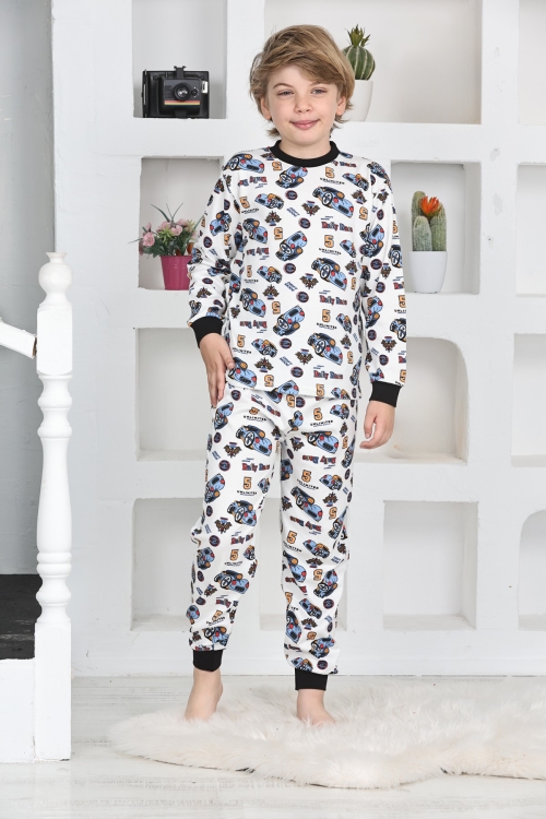 Erkek Çocuk Araba Baskılı Pijama Takımı 1-7 Yaş 12290