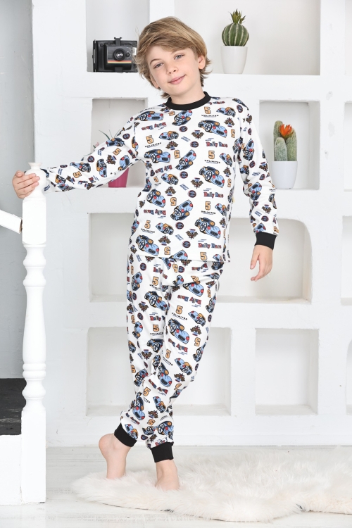 Erkek Çocuk Araba Baskılı Pijama Takımı 1-7 Yaş 12290