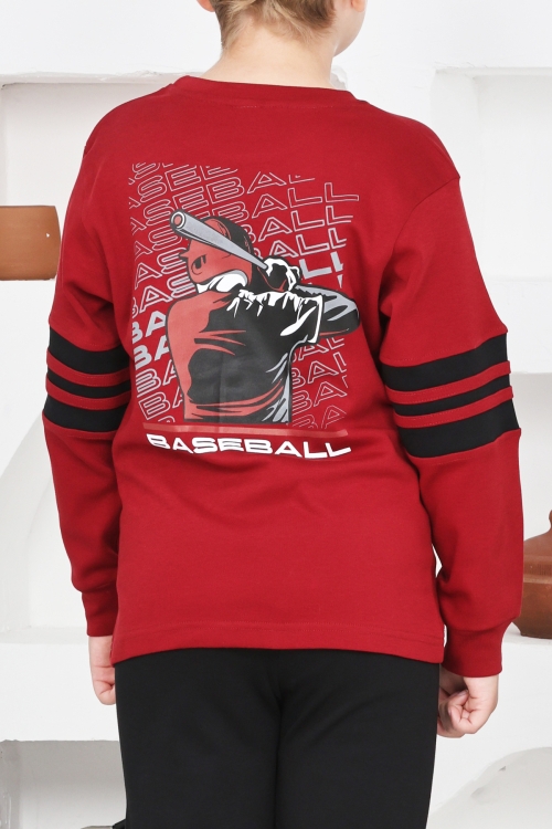 Erkek Çocuk Arkası Baskılı %100 Pamuk İnterlok Kumaş Pijama Takımı 12348