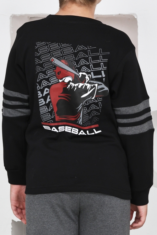 Erkek Çocuk Arkası Baskılı %100 Pamuk İnterlok Kumaş Pijama Takımı 12348