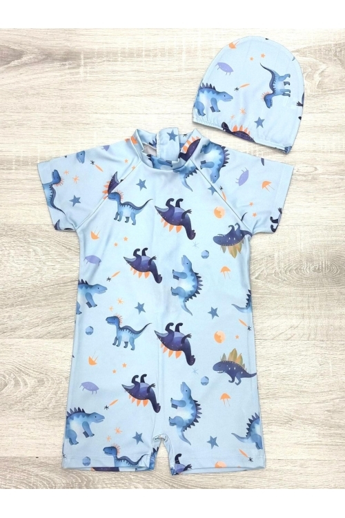 Erkek Çocuk Boneli Mayo Takımı (Tulum Mayo+Bone) 2-8 Yaş 12219