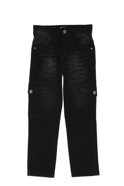 Erkek Çocuk Kargo Cepli Esnek Belli Likralı Jean Pantolon 13-17 Yaş 12364