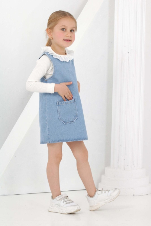 Kız Çocuk 2li Jean Elbise (Jean Elbise+Bady Sweat) 12169