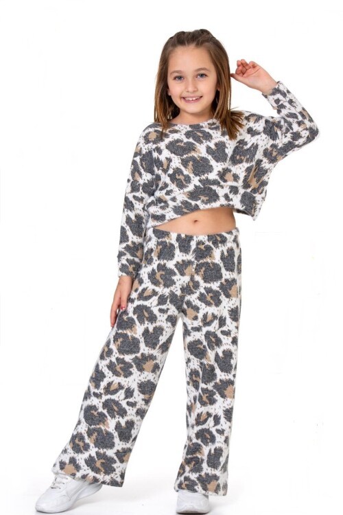 Kız Çocuk 2li Triko Takım (Pantolon+Crop Kazak) 12127