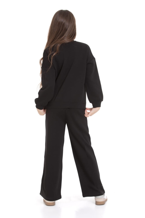 Kız Çocuk 3 İplik Taş Detaylı Alt-Üst Takım 4-12 Yaş 12346