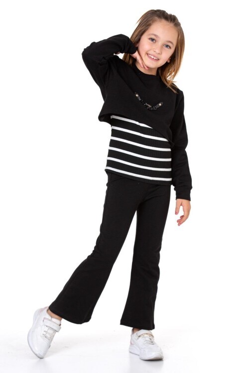 Kız Çocuk 3lü Takım (Pantolon+Bluz+T-shirt) 12125