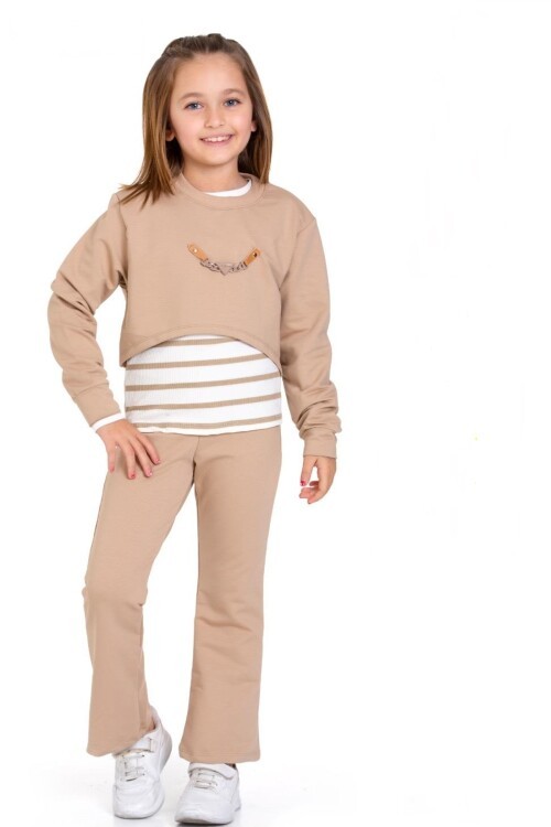 Kız Çocuk 3lü Takım (Pantolon+Bluz+T-shirt) 12125