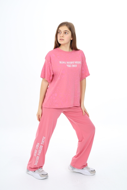 Kız Çocuk Desenli Alt-Üst 2li Takım 12147