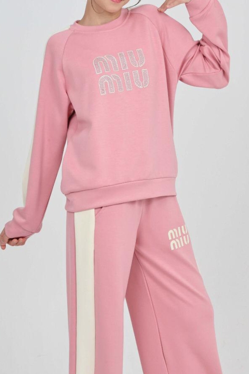 Kız Çocuk Oysho Kumaş Şerit Garni Detaylı Alt-Üst Takım 12302