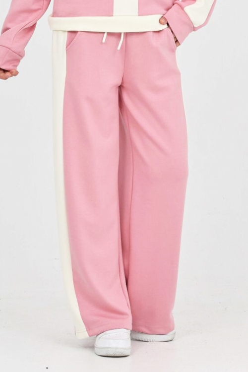 Kız Çocuk Double Face Kumaş Yarım Fermuarlı Ve Şerit Garni Detaylı Alt-Üst Takım 12300