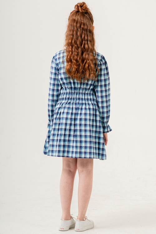 Kız Çocuk Ekose Desenli Elbise 12168