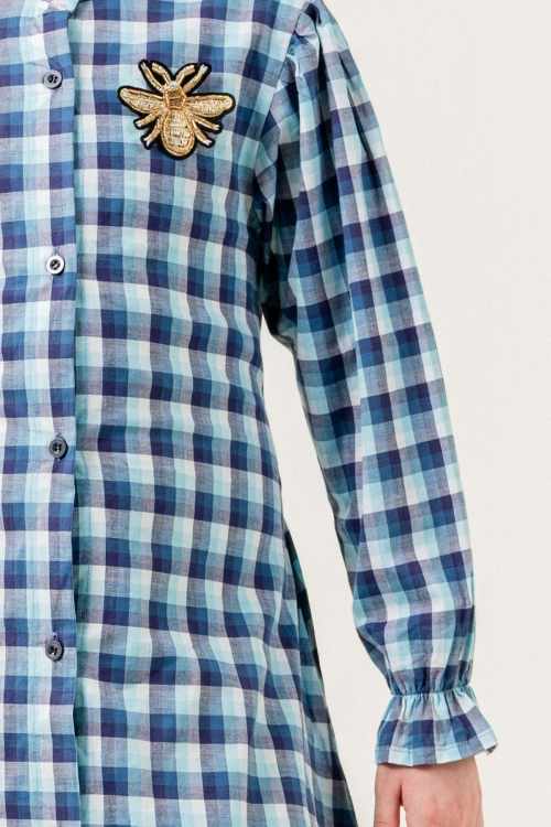 Kız Çocuk Ekose Desenli Elbise 12168