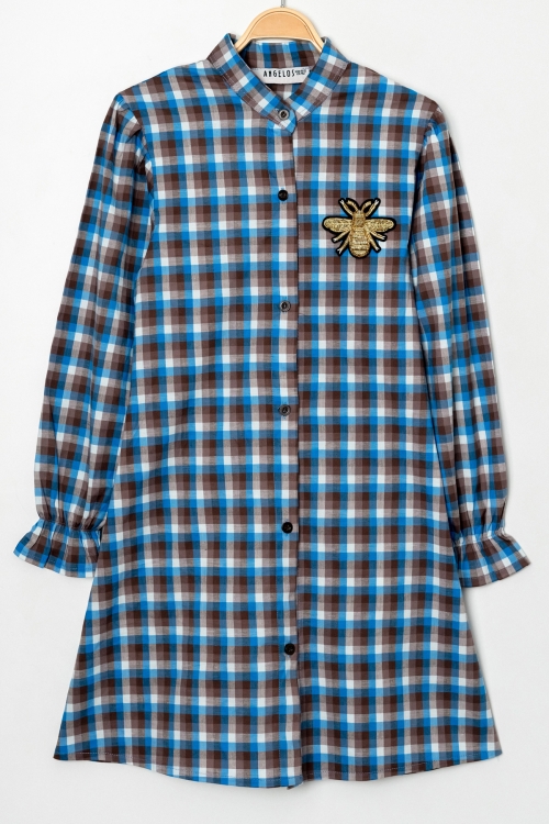 Kız Çocuk Ekose Desenli Elbise 12168