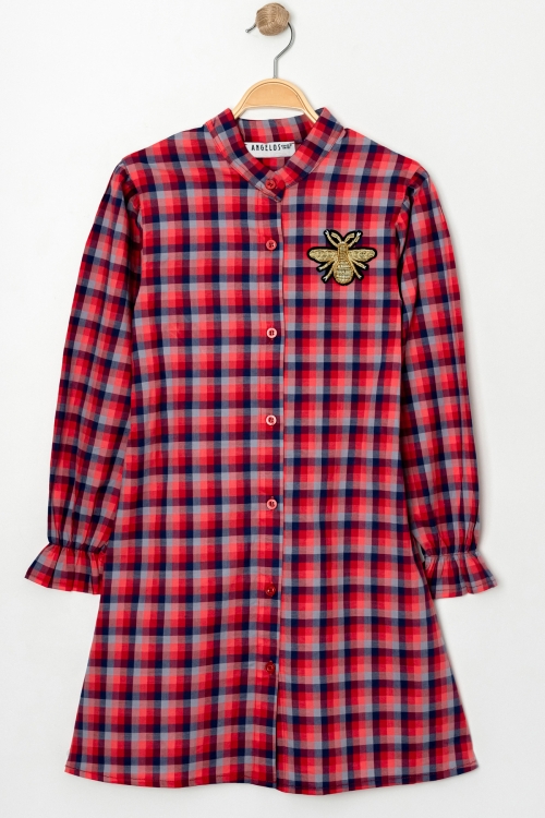 Kız Çocuk Ekose Desenli Elbise 12168