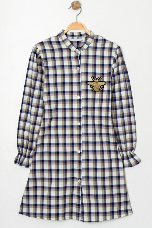 Kız Çocuk Ekose Desenli Elbise 12168