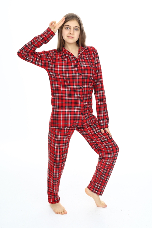 Kız Çocuk Ekose Pijama Takımı 12164