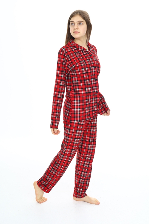 Kız Çocuk Ekose Pijama Takımı 12164