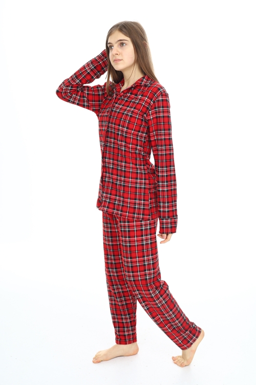 Kız Çocuk Ekose Pijama Takımı 12164