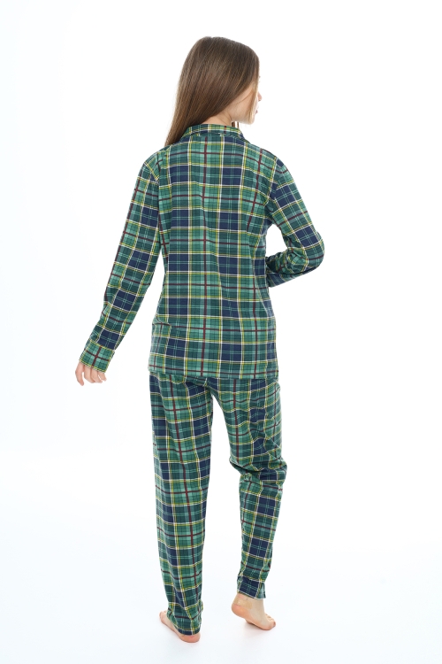 Kız Çocuk Ekose Pijama Takımı 12165