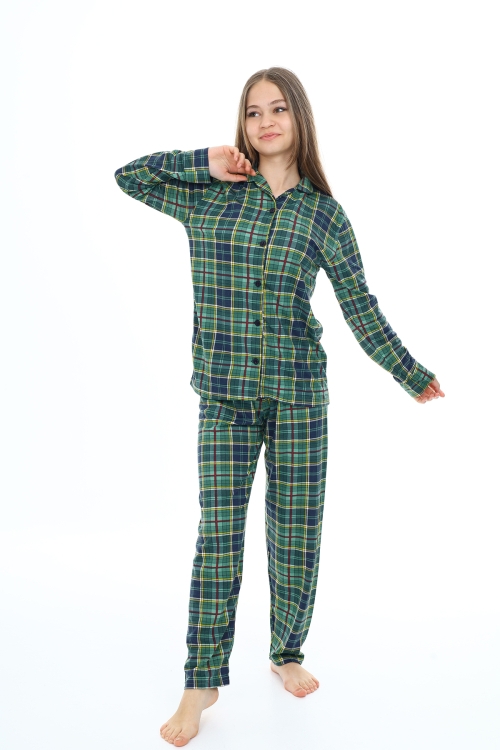 Kız Çocuk Ekose Pijama Takımı 12165