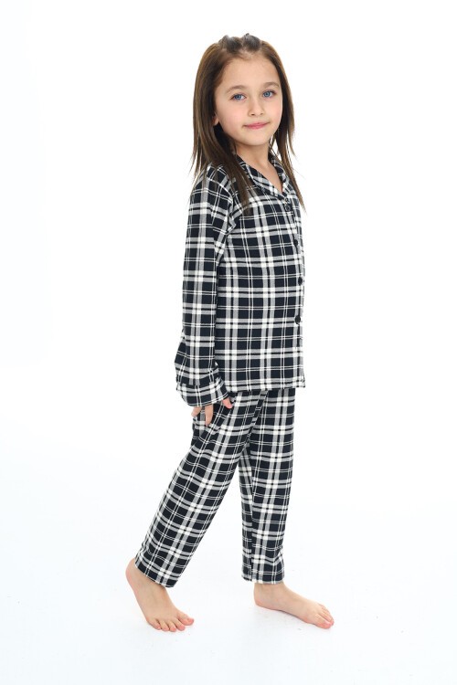 Kız Çocuk Ekose Pijama Takımı 3-16 Yaş 12156