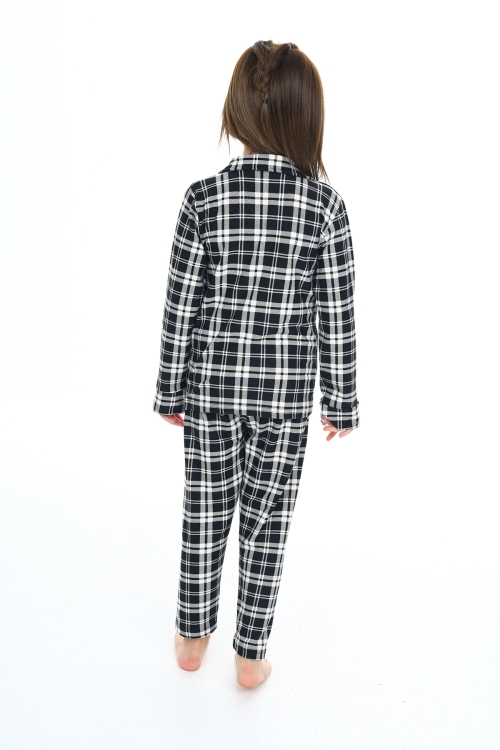 Kız Çocuk Ekose Pijama Takımı 3-16 Yaş 12156