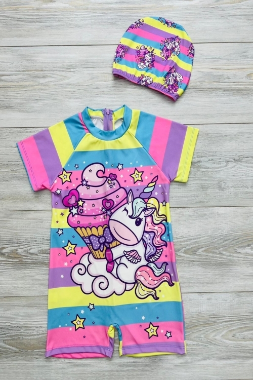 Kız Çocuk Fermuarlı Mayo Takımı 5-16 Yaş 12242