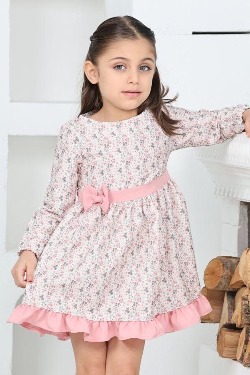 Kız Çocuk Fırfırlı Ve Fiyonklu Elbise 12173
