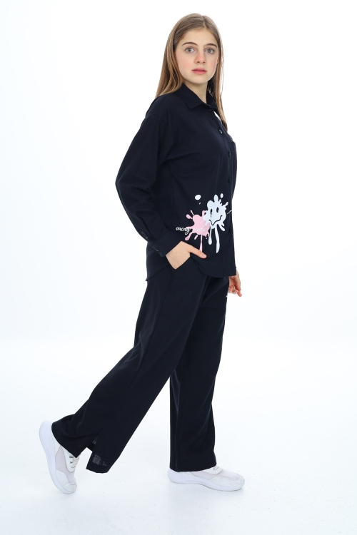 Kız Çocuk Gömlekli Alt-Üst Takım Px311