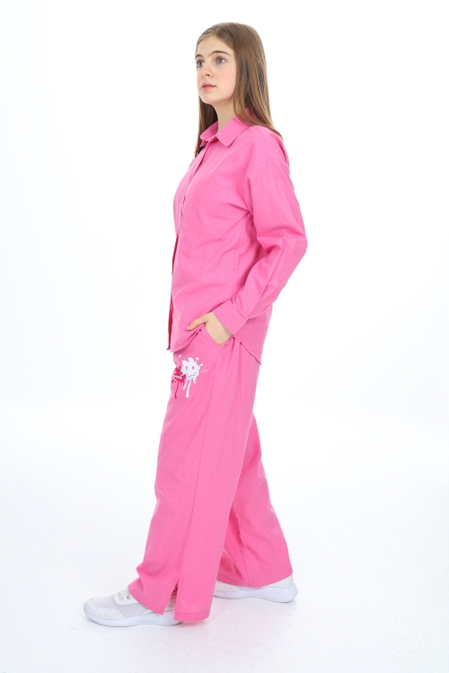 Kız Çocuk Gömlekli Alt-Üst Takım Px311