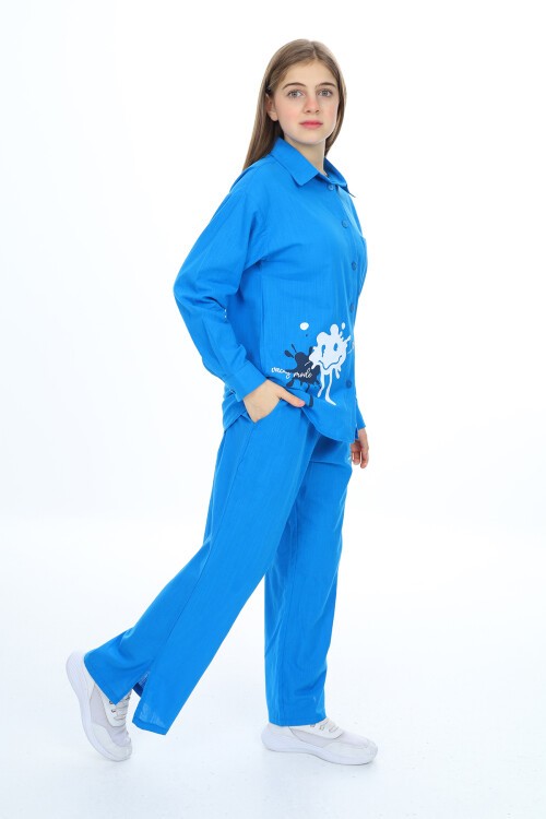 Kız Çocuk Gömlekli Alt-Üst Takım Px311