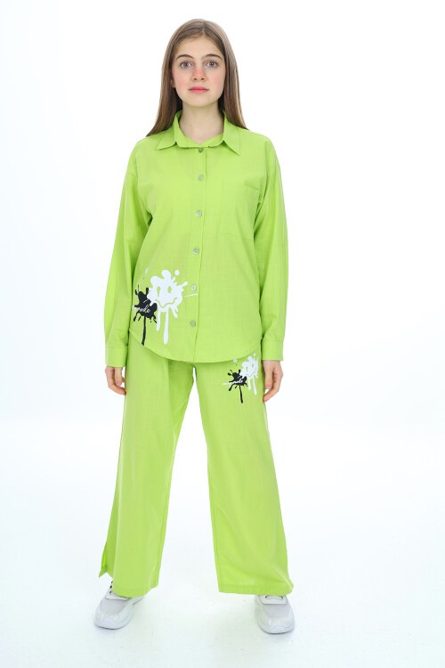 Kız Çocuk Gömlekli Alt-Üst Takım Px311