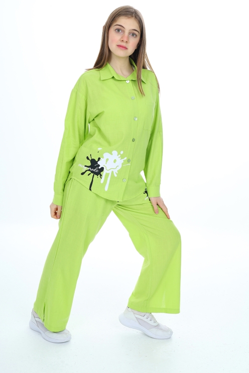 Kız Çocuk Gömlekli Alt-Üst Takım Px311