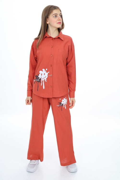 Kız Çocuk Gömlekli Alt-Üst Takım Px311