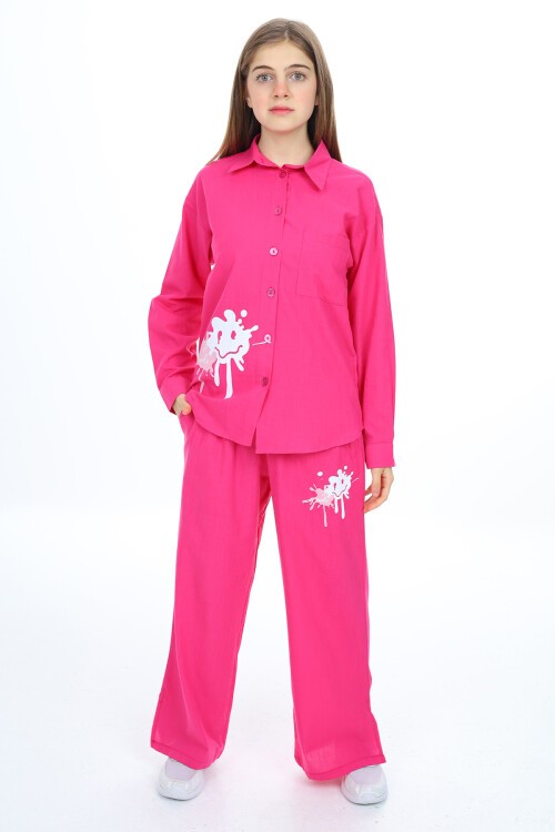 Kız Çocuk Gömlekli Alt-Üst Takım Px311