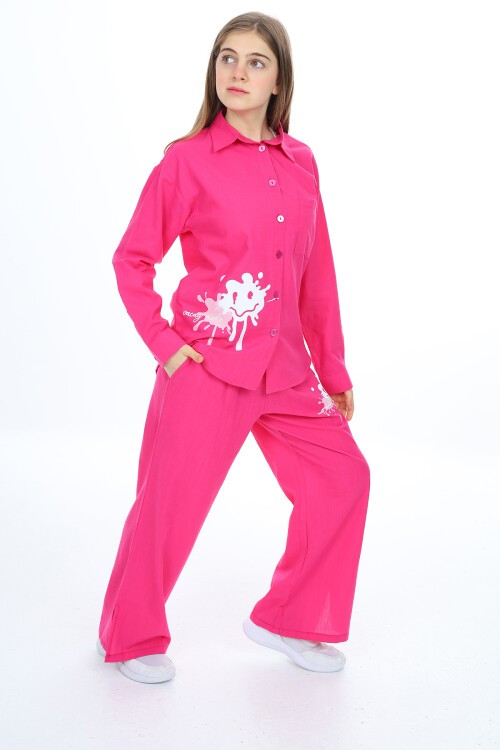 Kız Çocuk Gömlekli Alt-Üst Takım Px311