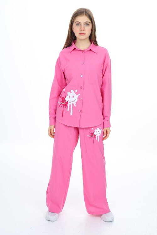 Kız Çocuk Gömlekli Alt-Üst Takım Px311