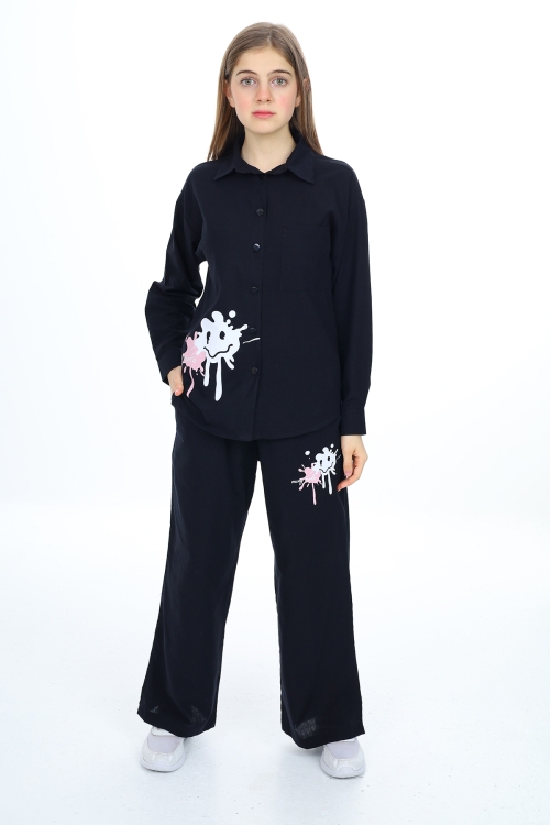 Kız Çocuk Gömlekli Alt-Üst Takım Px311