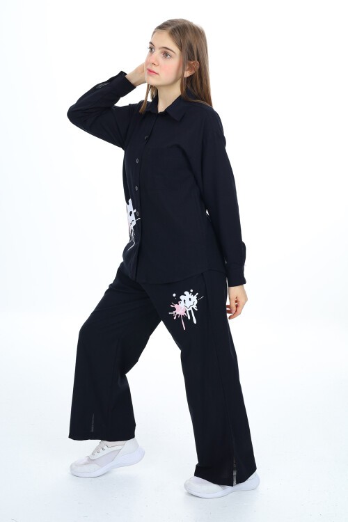 Kız Çocuk Gömlekli Alt-Üst Takım Px311