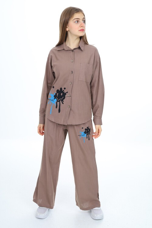 Kız Çocuk Gömlekli Alt-Üst Takım Px311