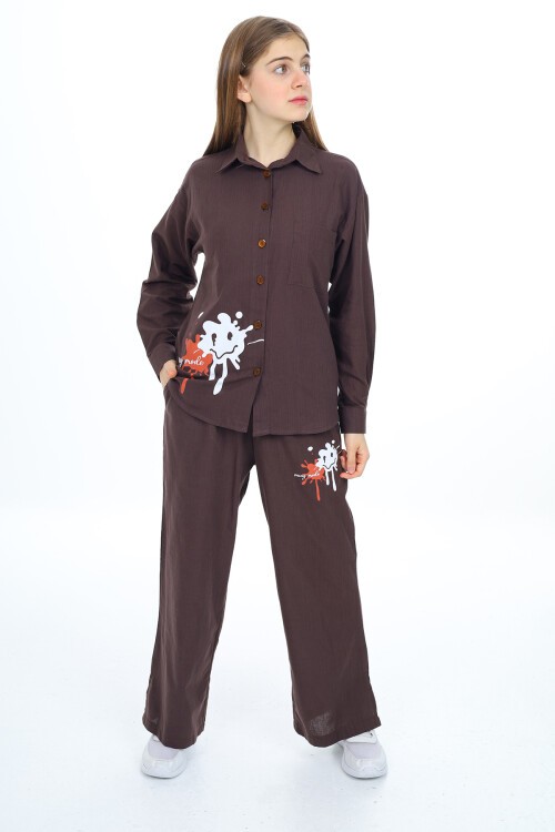 Kız Çocuk Gömlekli Alt-Üst Takım Px311